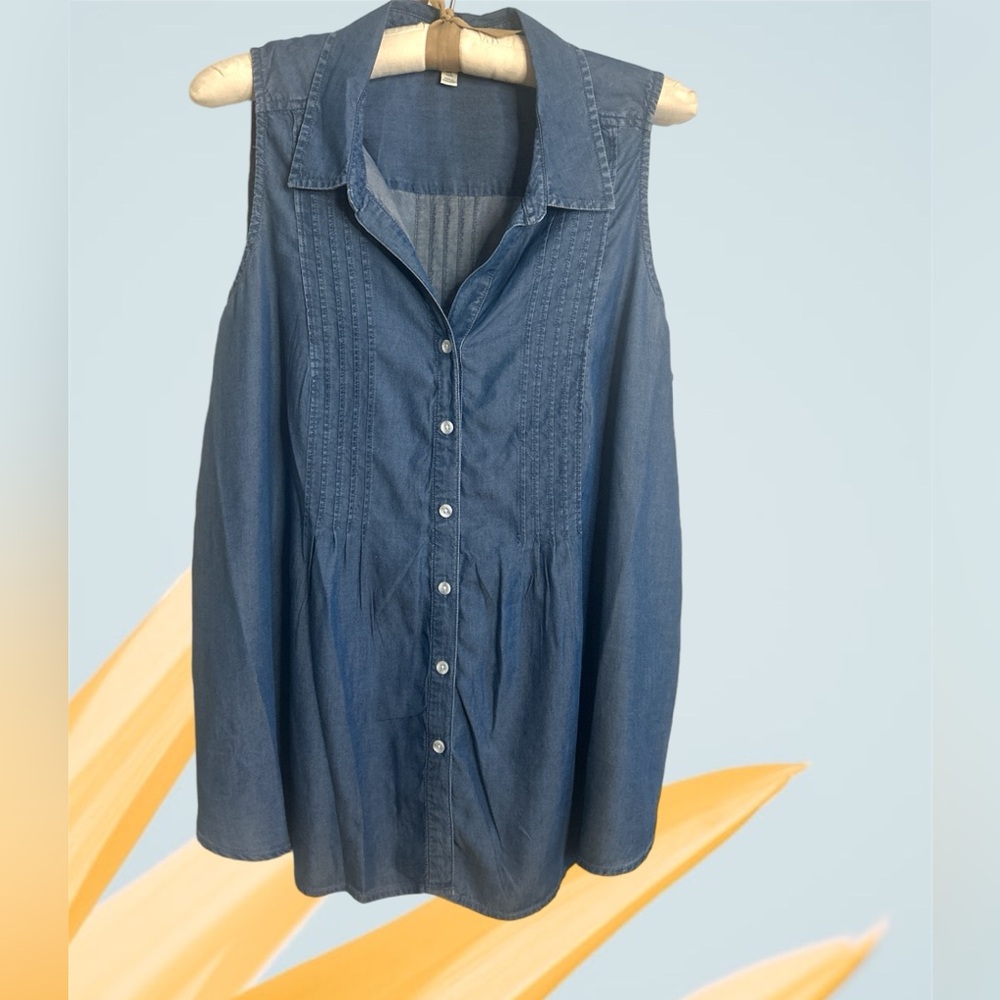 🆕Terra & Sky Women’s Sleeveless Soft Knit Denim Top Plus Sz 0x 14W